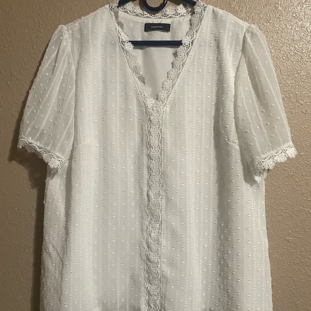 White Lace Accent Top